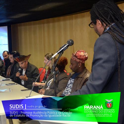 SUDIS - Promove Audiência Pública da Criação do Estatuto de Promoção da Igualdade Étnico Racial