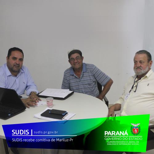 Recebemos na sede da Superintendência Geral de Dialogo e Interação Social (SUDIS) a ilustre visita do Prefeito de Mariluz-Pr, Sr. Nilson Cardoso de Souza, acompanhado de seu Vice Sr. Laurindo Sabatini. Na ocasião foram recebidos pelo representante da Coordenadoria de Projetos e Políticas Publica, Odair José Branco da Silva, que apresentou as pastas atendidas pela SUDIS e recebeu as demandas apresentadas pela comitiva. Branco salientou que a superintendência é o canal aberto entre o Governo e toda sociedade