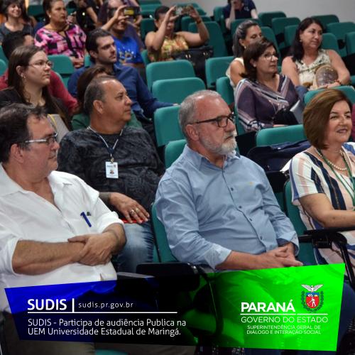 SUDIS - Participa de audiência Publica na UEM Universidade Estadual de Maringá.