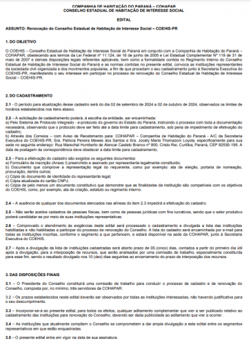 CONSELHO ESTADUAL DE HABITAÇÃO DE INTERESSE SOCIAL